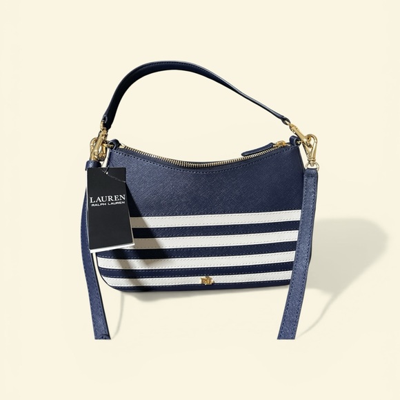Lauren Ralph Lauren Blue and Cream Shoulder Bag - Picture 4 of 8